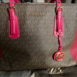 Michael Kors Brown and Pink Women's Bag